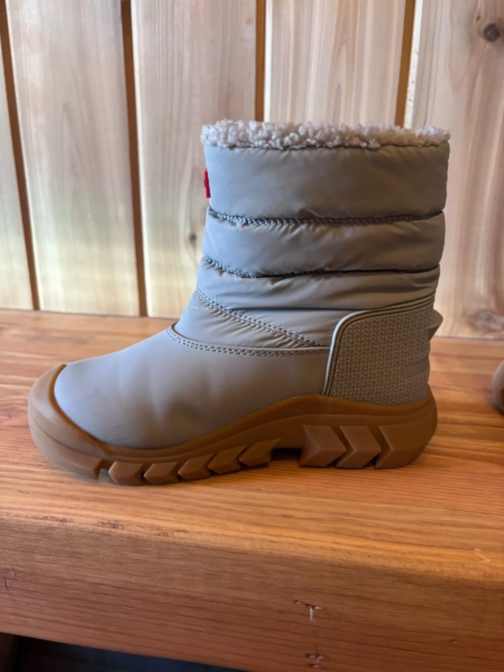 Hunter Kids Beige Snow Boot with Tan Sole